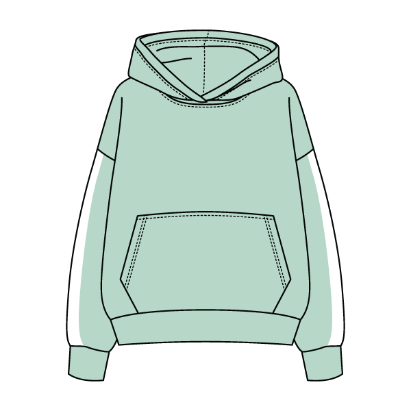 Drop Cut Fleece Hoodie with Paneled Sleeves