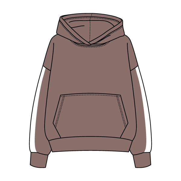 Drop Cut Fleece Hoodie with Paneled Sleeves
