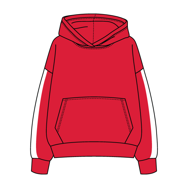 Drop Cut Fleece Hoodie with Paneled Sleeves