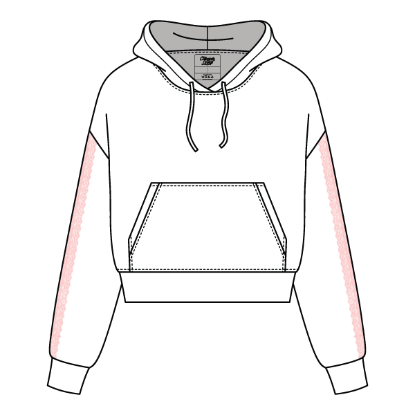 Drop Cut Pullover Hoodie With Lace Trim