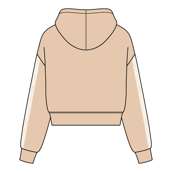 Drop Cut Pullover Hoodie With Lace Trim