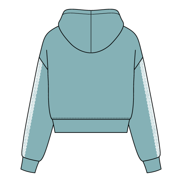 Drop Cut Pullover Hoodie With Lace Trim