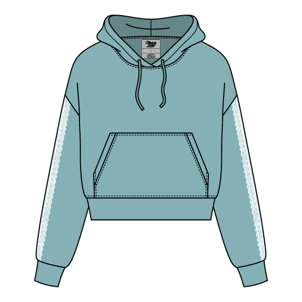 Drop Cut Pullover Hoodie With Lace Trim
