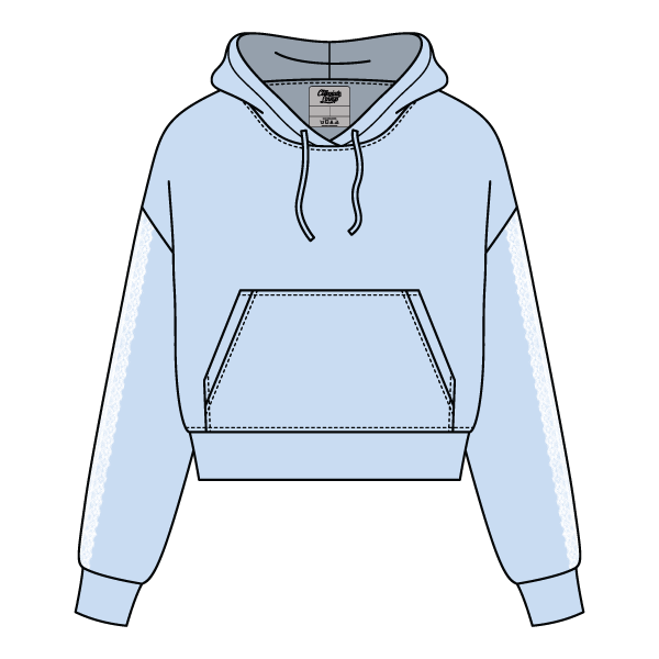 Drop Cut Pullover Hoodie With Lace Trim