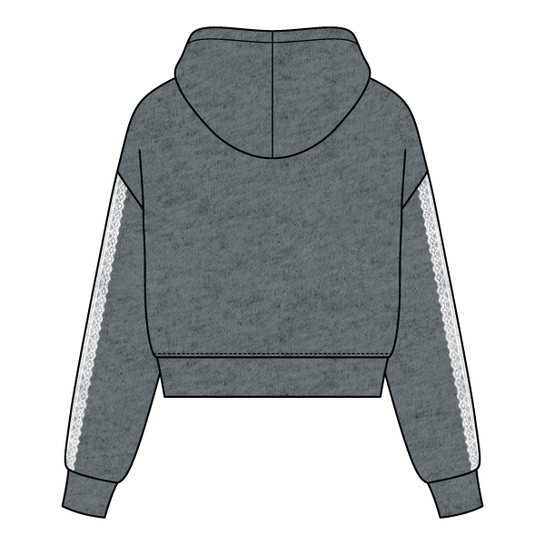 Drop Cut Pullover Hoodie With Lace Trim