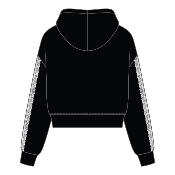 Drop Cut Pullover Hoodie With Lace Trim