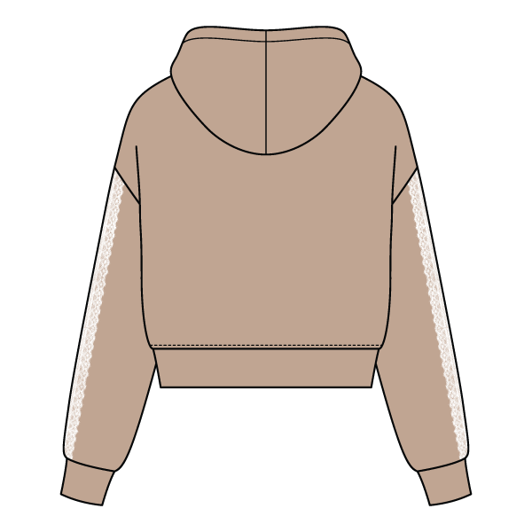 Drop Cut Pullover Hoodie With Lace Trim