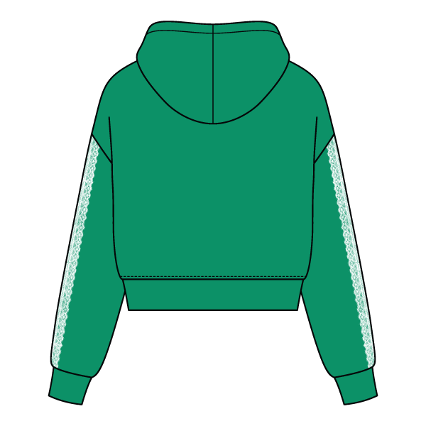 Drop Cut Pullover Hoodie With Lace Trim