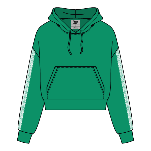Drop Cut Pullover Hoodie With Lace Trim
