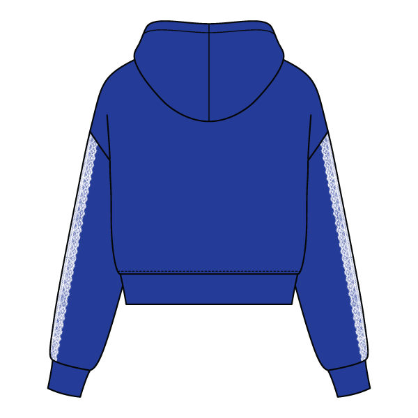 Drop Cut Pullover Hoodie With Lace Trim