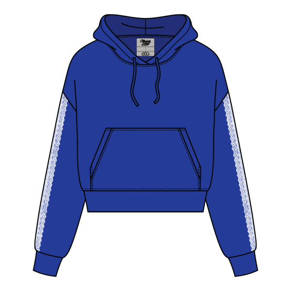 Drop Cut Pullover Hoodie With Lace Trim