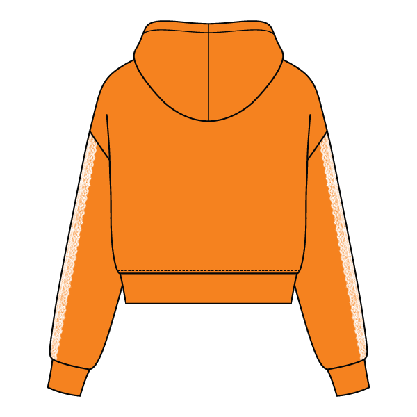 Drop Cut Pullover Hoodie With Lace Trim