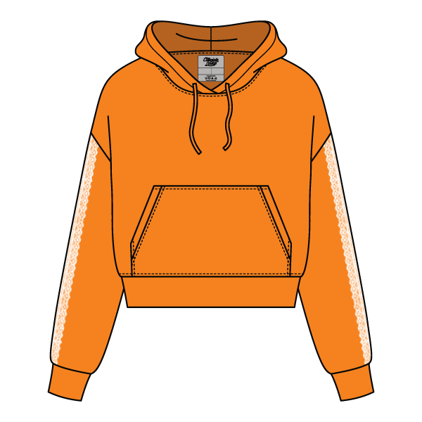 Drop Cut Pullover Hoodie With Lace Trim