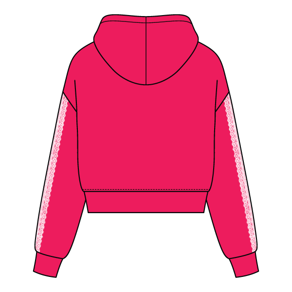 Drop Cut Pullover Hoodie With Lace Trim