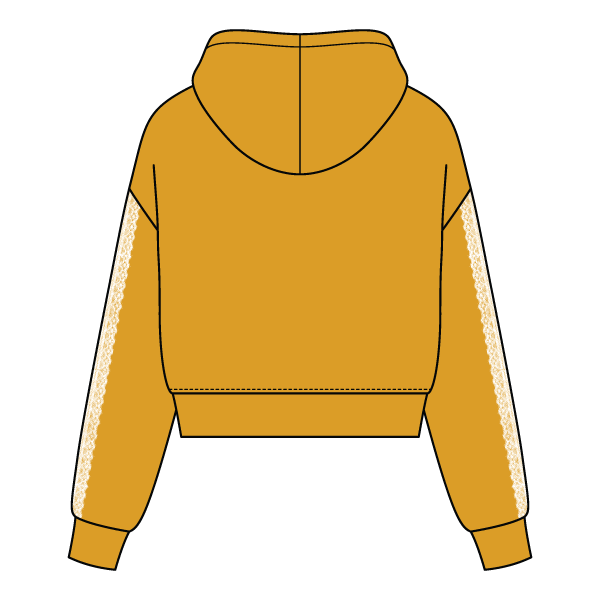 Drop Cut Pullover Hoodie With Lace Trim