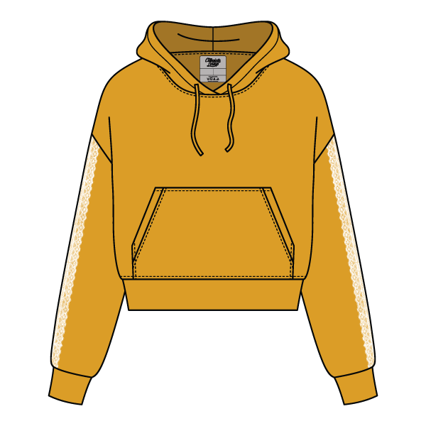 Drop Cut Pullover Hoodie With Lace Trim