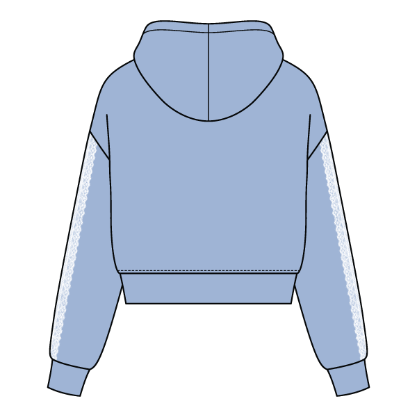 Drop Cut Pullover Hoodie With Lace Trim