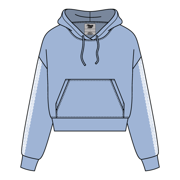 Drop Cut Pullover Hoodie With Lace Trim