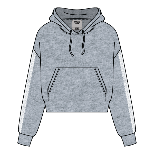 Drop Cut Pullover Hoodie With Lace Trim