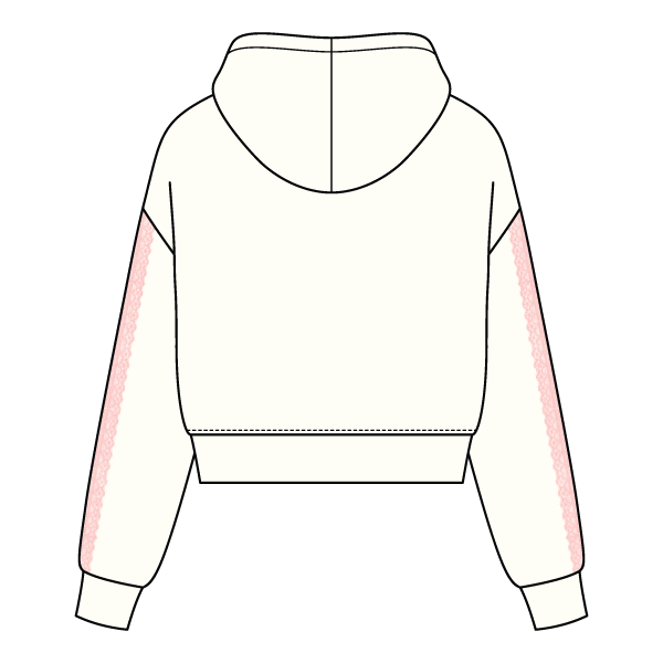 Drop Cut Pullover Hoodie With Lace Trim