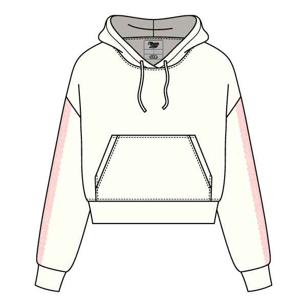 Drop Cut Pullover Hoodie With Lace Trim