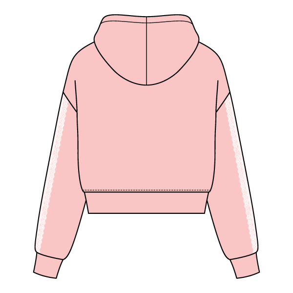 Drop Cut Pullover Hoodie With Lace Trim