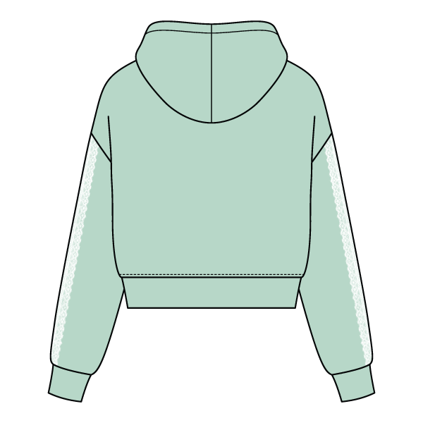 Drop Cut Pullover Hoodie With Lace Trim