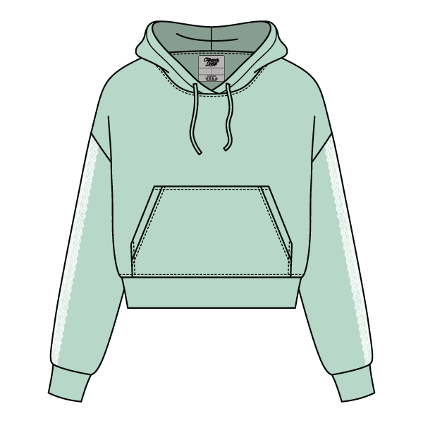 Drop Cut Pullover Hoodie With Lace Trim