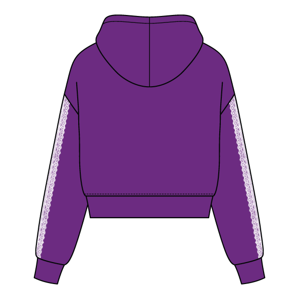 Drop Cut Pullover Hoodie With Lace Trim