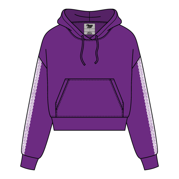 Drop Cut Pullover Hoodie With Lace Trim