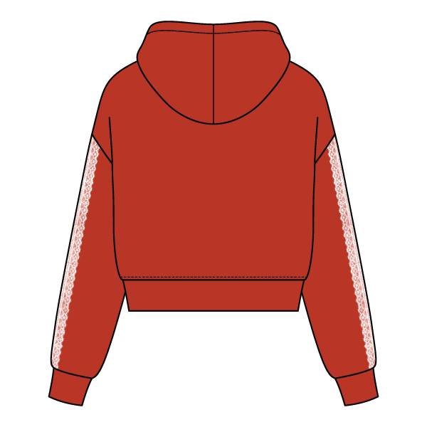 Drop Cut Pullover Hoodie With Lace Trim