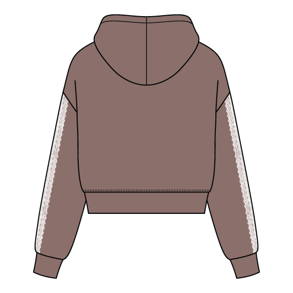 Drop Cut Pullover Hoodie With Lace Trim