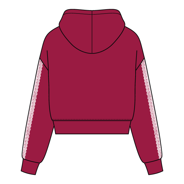 Drop Cut Pullover Hoodie With Lace Trim