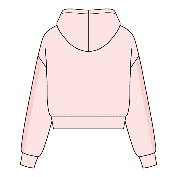 Drop Cut Pullover Hoodie With Lace Trim