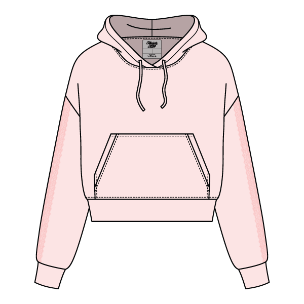 Drop Cut Pullover Hoodie With Lace Trim