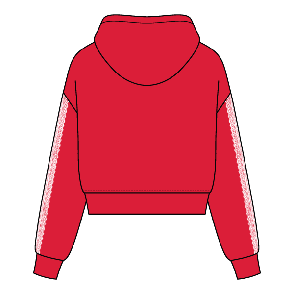 Drop Cut Pullover Hoodie With Lace Trim