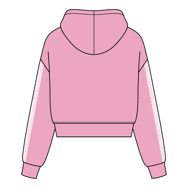 Drop Cut Pullover Hoodie With Lace Trim