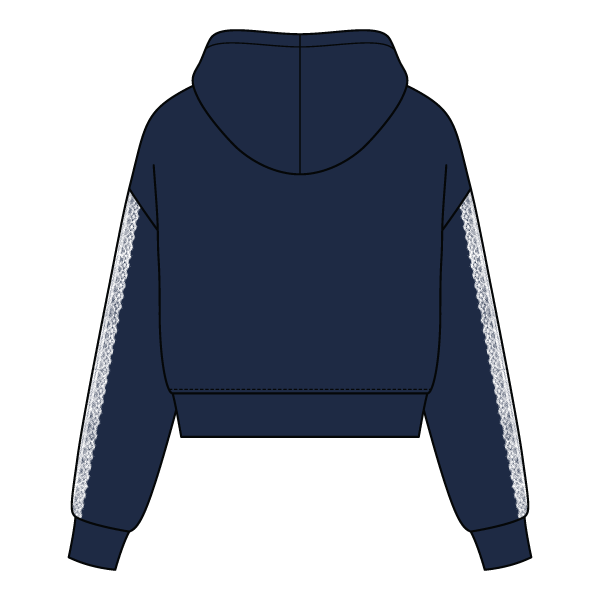 Drop Cut Pullover Hoodie With Lace Trim