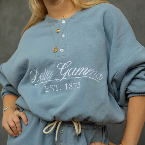 Campus Core Heavyweight Fleece Button Crewneck Sweatshirt