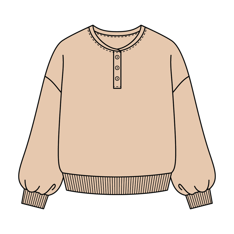 Campus Core Heavyweight Fleece Button Crewneck Sweatshirt