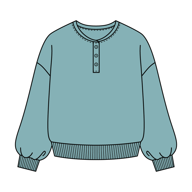 Campus Core Heavyweight Fleece Button Crewneck Sweatshirt