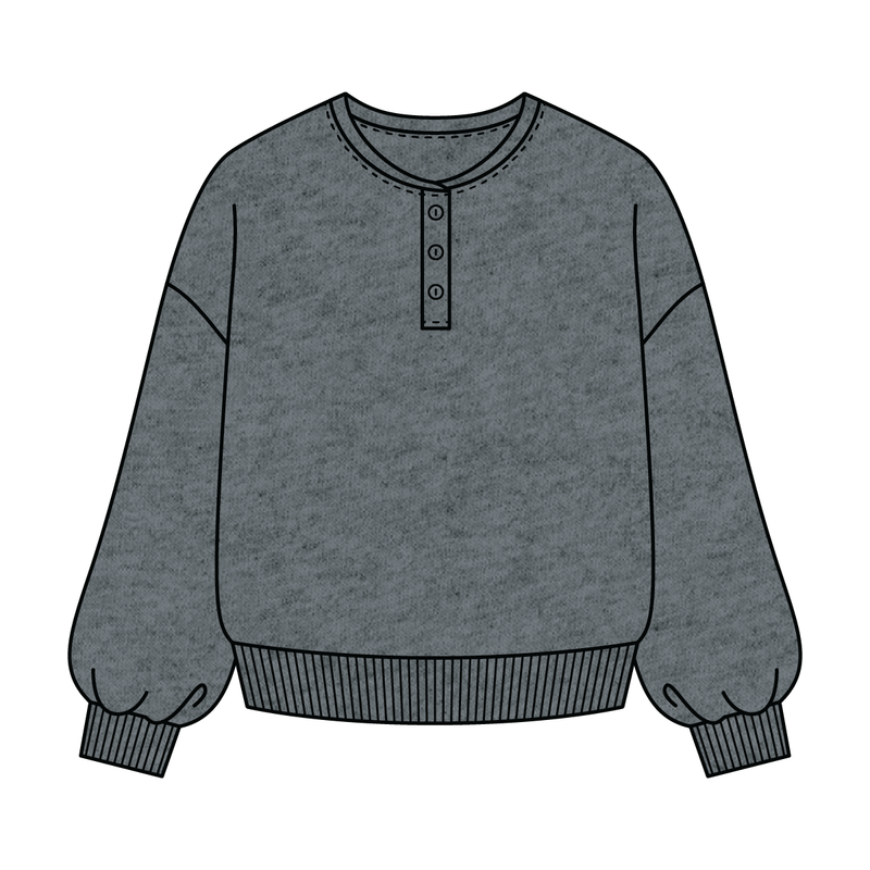 Campus Core Heavyweight Fleece Button Crewneck Sweatshirt