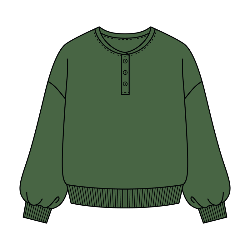 Campus Core Heavyweight Fleece Button Crewneck Sweatshirt
