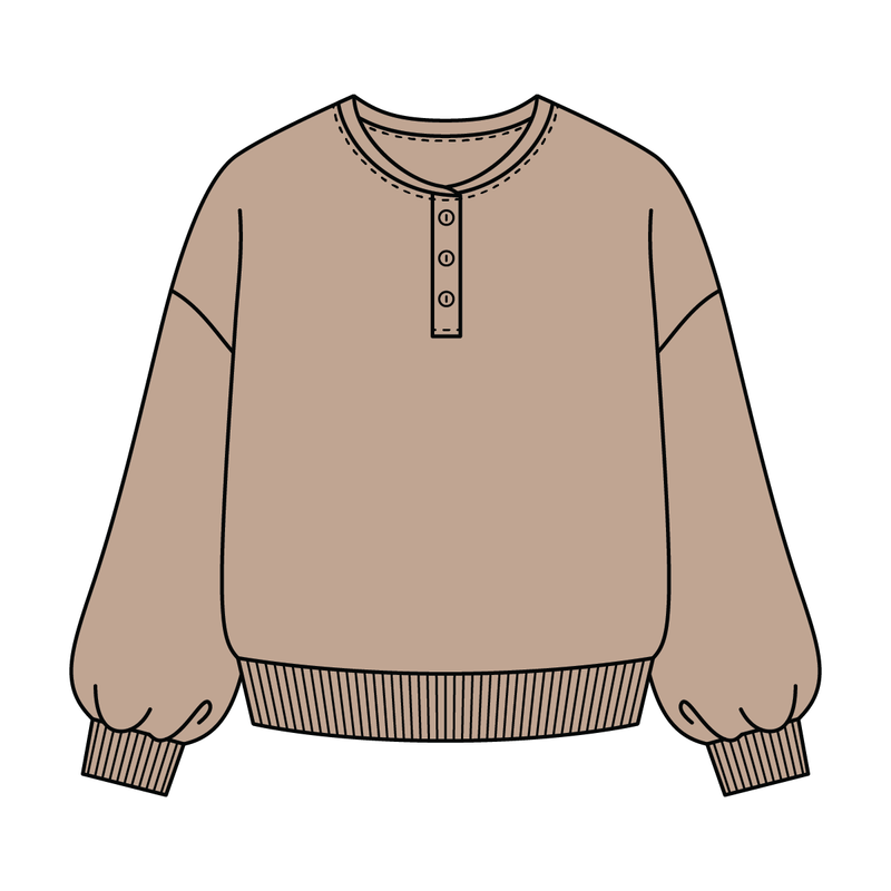Campus Core Heavyweight Fleece Button Crewneck Sweatshirt