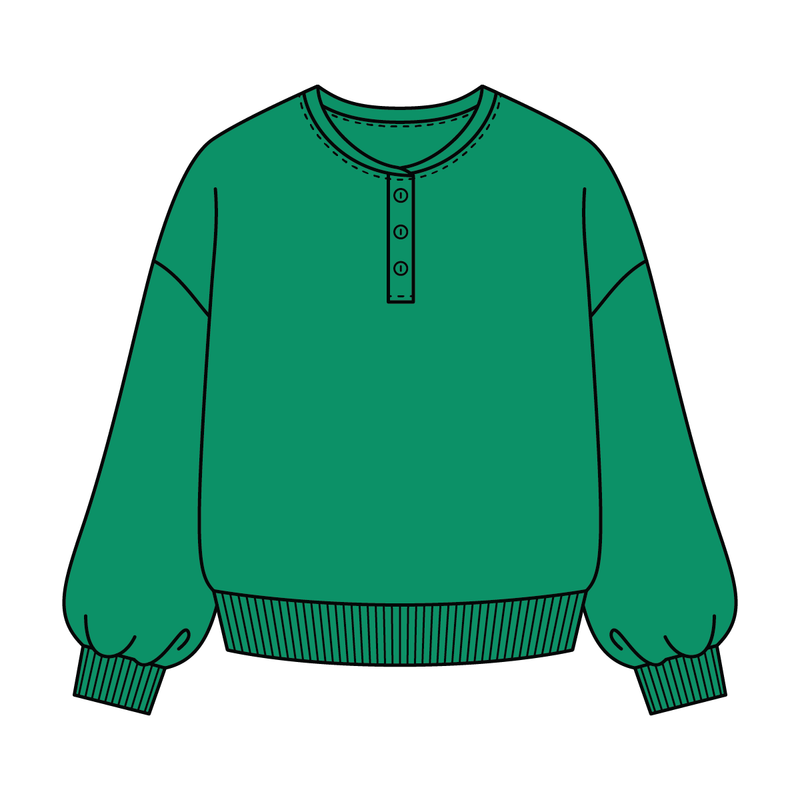 Campus Core Heavyweight Fleece Button Crewneck Sweatshirt