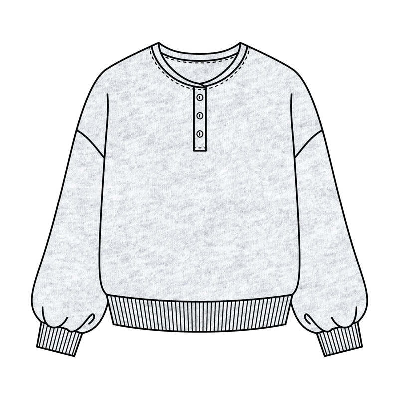 Campus Core Heavyweight Fleece Button Crewneck Sweatshirt