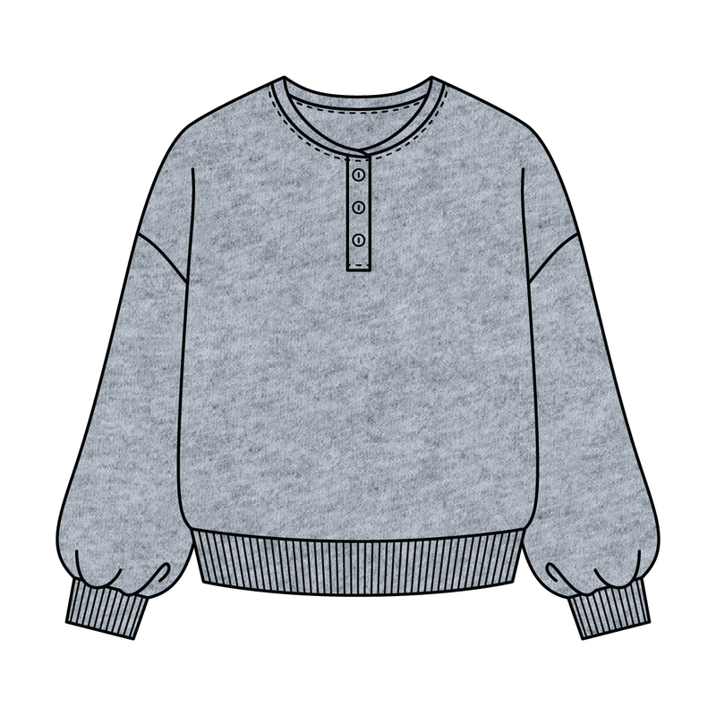 Campus Core Heavyweight Fleece Button Crewneck Sweatshirt