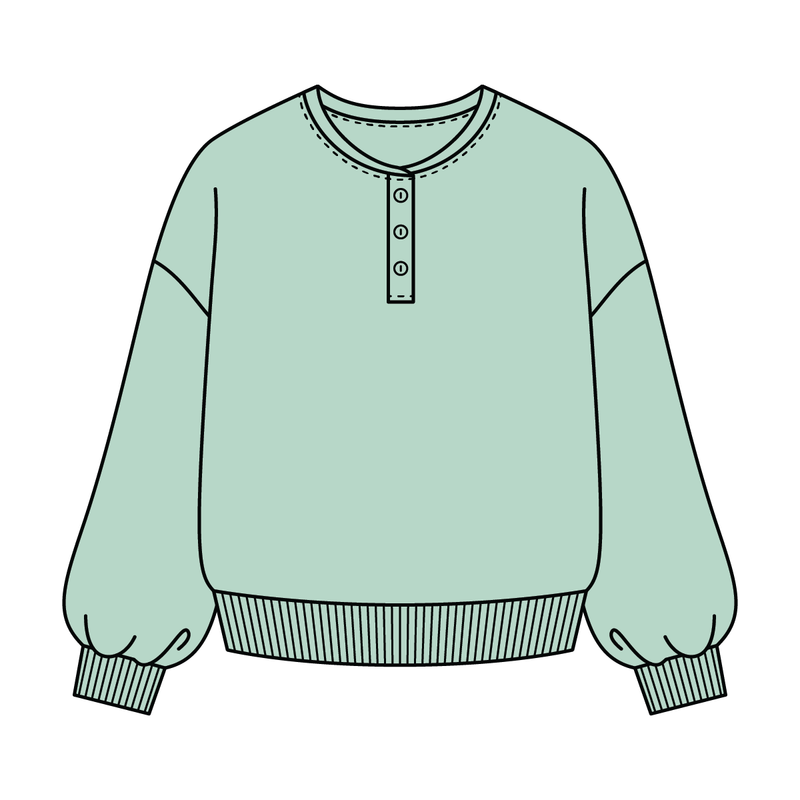Campus Core Heavyweight Fleece Button Crewneck Sweatshirt