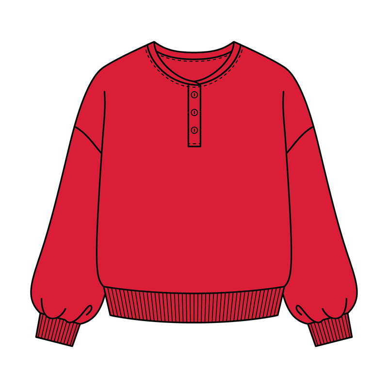 Campus Core Heavyweight Fleece Button Crewneck Sweatshirt