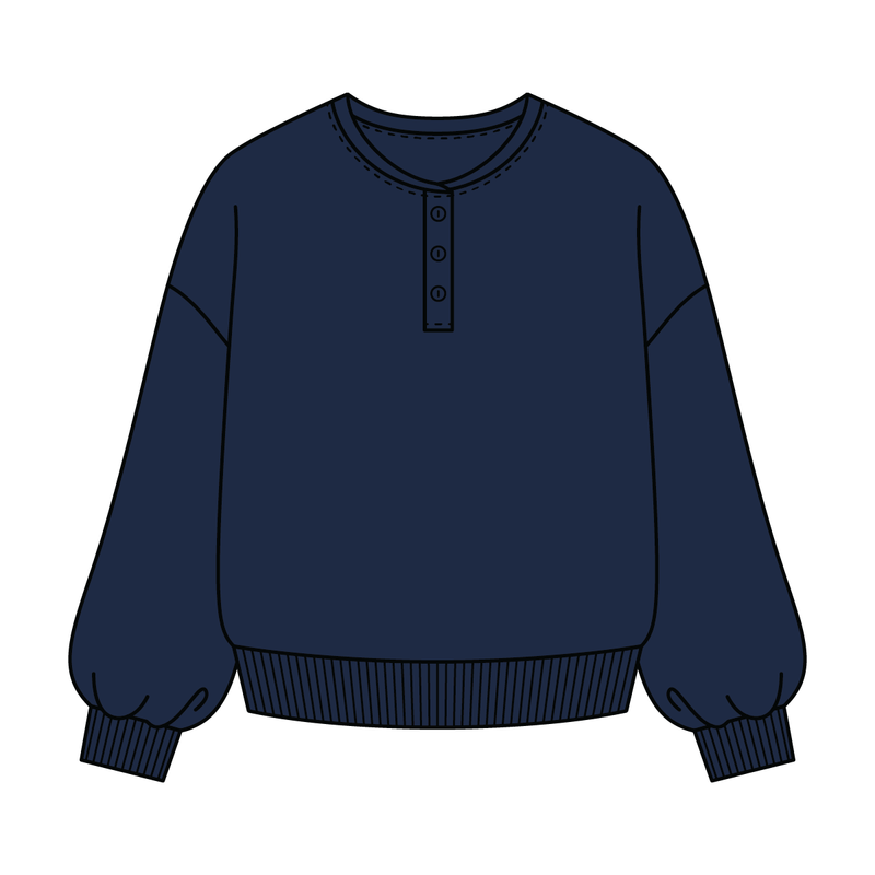 Campus Core Heavyweight Fleece Button Crewneck Sweatshirt